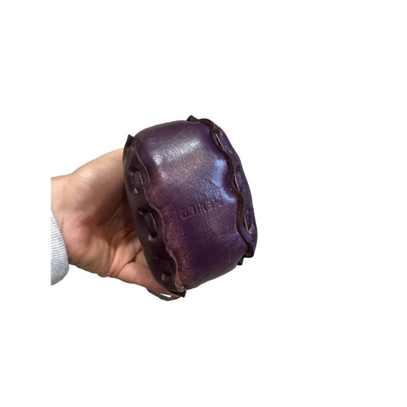 cute small mexico leather bag purple shoulder artisan painted boho hippie cool - Picture 5 of 13